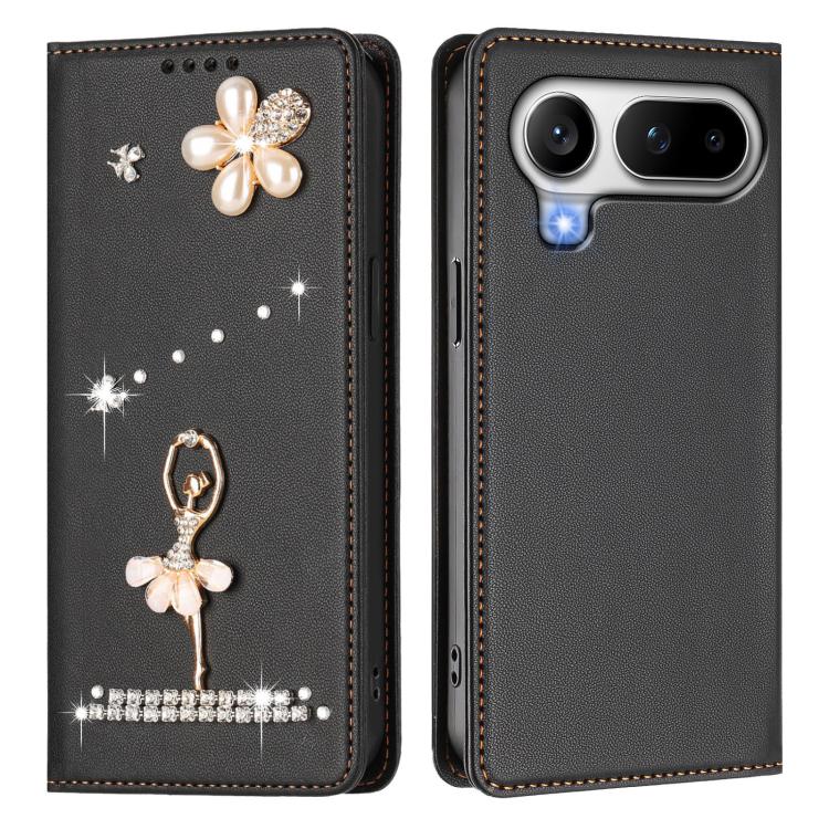 For Honor Magic8 Pro Air 5G Ballet Girl Diamond Studded RFID Vegan Leather Phone Case