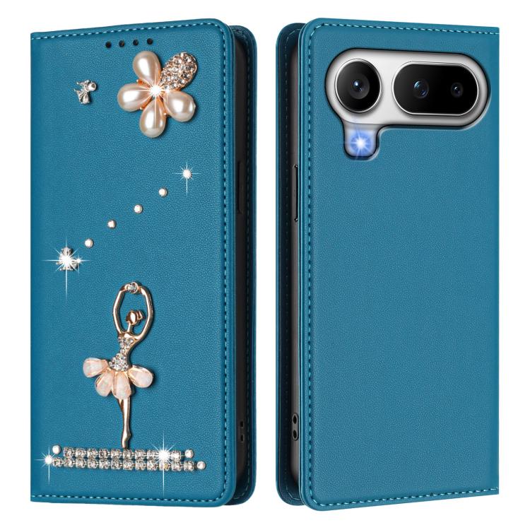 For Honor Magic8 Pro Air 5G Ballet Girl Diamond Studded RFID Vegan Leather Phone Case
