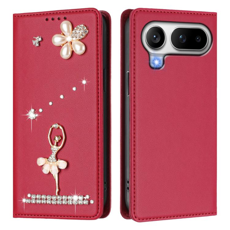 For Honor Magic8 Pro Air 5G Ballet Girl Diamond Studded RFID Vegan Leather Phone Case