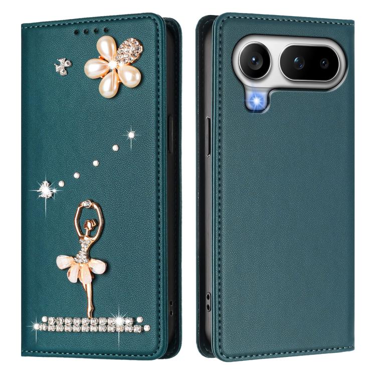 For Honor Magic8 Pro Air 5G Ballet Girl Diamond Studded RFID Vegan Leather Phone Case