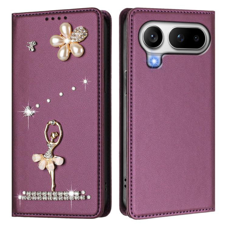 For Honor Magic8 Pro Air 5G Ballet Girl Diamond Studded RFID Vegan Leather Phone Case