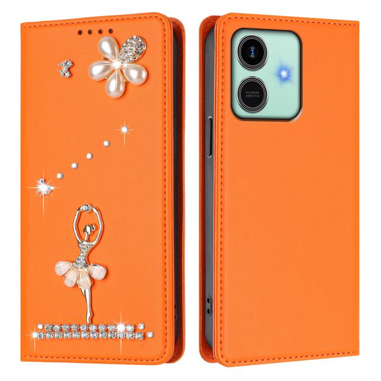 For Honor Play10 4G Ballet Girl Diamond Studded RFID Vegan Leather Phone Case