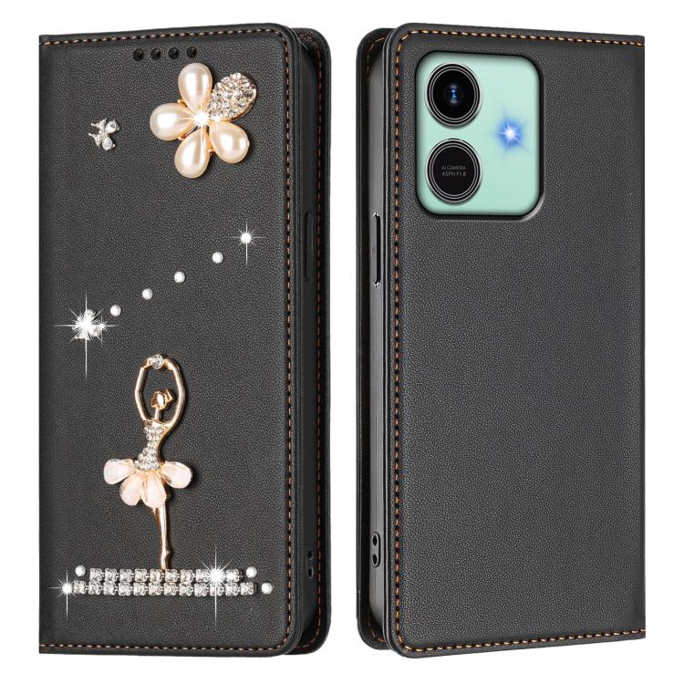 For Honor Play10 4G Ballet Girl Diamond Studded RFID Vegan Leather Phone Case