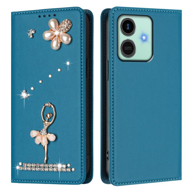 For Honor Play10 4G Ballet Girl Diamond Studded RFID Vegan Leather Phone Case