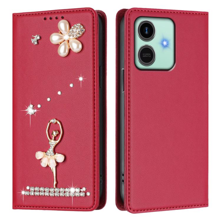 For Honor Play10 4G Ballet Girl Diamond Studded RFID Vegan Leather Phone Case