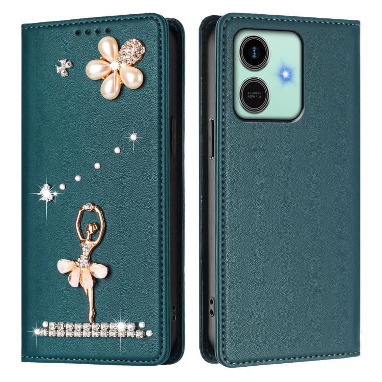 For Honor Play10 4G Ballet Girl Diamond Studded RFID Vegan Leather Phone Case