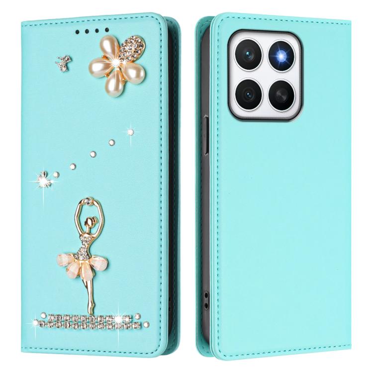 For Honor X8c 4G Ballet Girl Diamond Studded RFID Vegan Leather Phone Case