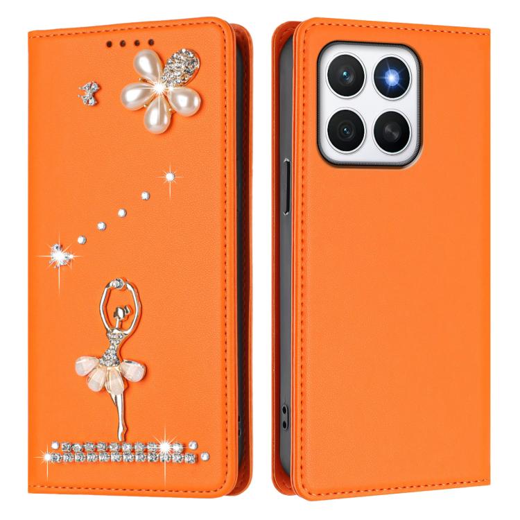 For Honor X8c 4G Ballet Girl Diamond Studded RFID Vegan Leather Phone Case