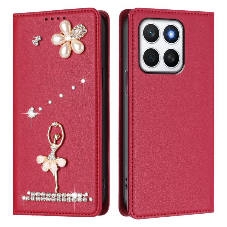 For Honor X8c 4G Ballet Girl Diamond Studded RFID Vegan Leather Phone Case