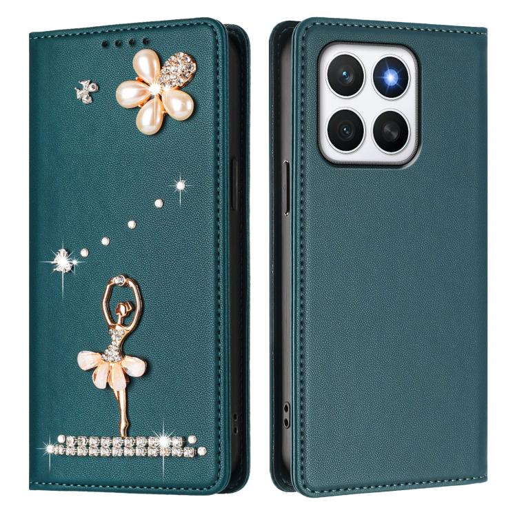 For Honor X8c 4G Ballet Girl Diamond Studded RFID Vegan Leather Phone Case