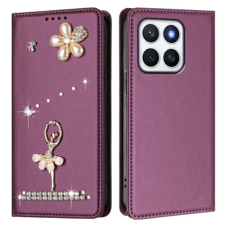 For Honor X8c 4G Ballet Girl Diamond Studded RFID Vegan Leather Phone Case