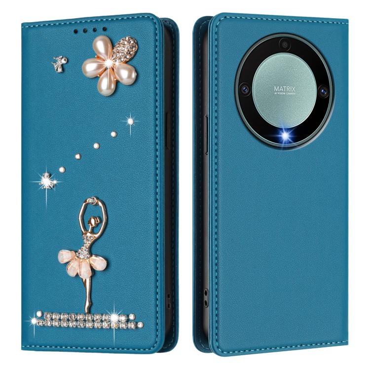 For Honor X9a 5G / Magic5 Lite / X40 5G Ballet Girl Diamond Studded RFID Vegan Leather Phone Case