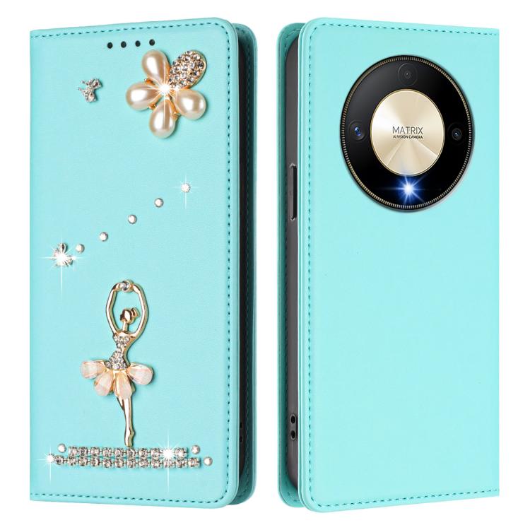 For Honor X9b 5G / Magic6 Lite 5G Ballet Girl Diamond Studded RFID Vegan Leather Phone Case