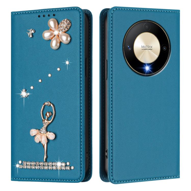 For Honor X9b 5G / Magic6 Lite 5G Ballet Girl Diamond Studded RFID Vegan Leather Phone Case
