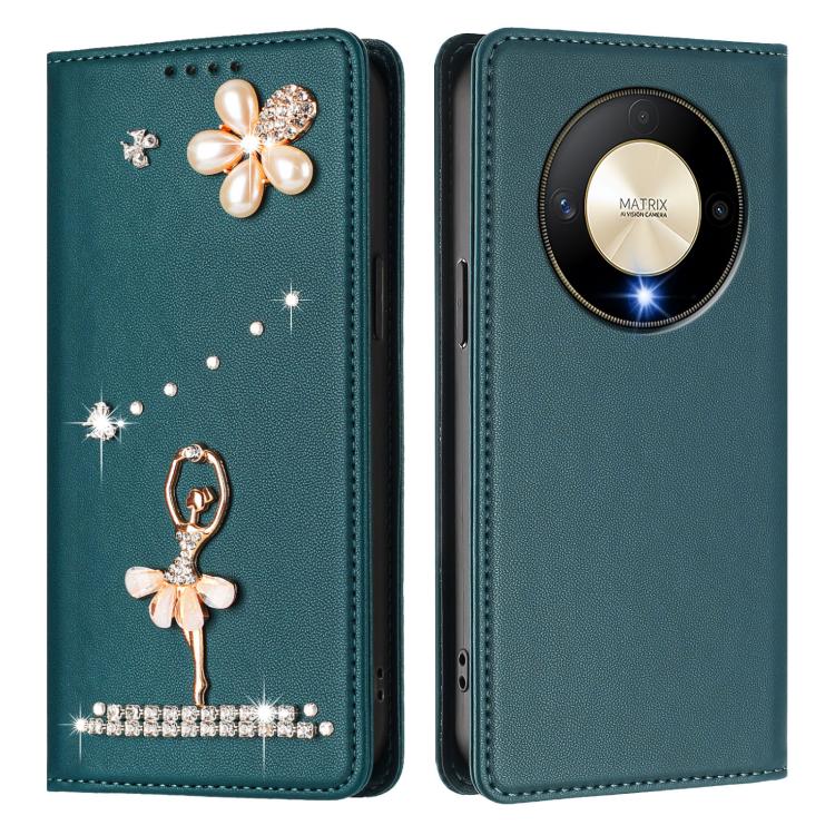 For Honor X9b 5G / Magic6 Lite 5G Ballet Girl Diamond Studded RFID Vegan Leather Phone Case