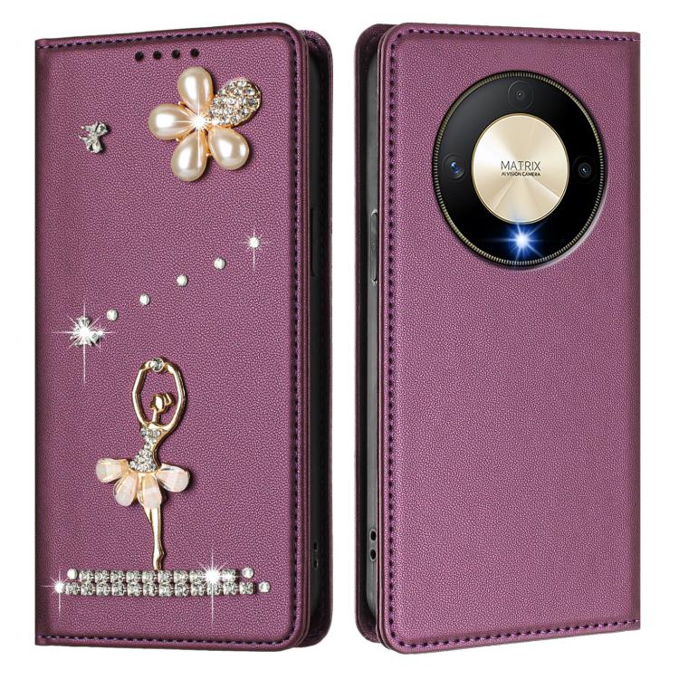 For Honor X9b 5G / Magic6 Lite 5G Ballet Girl Diamond Studded RFID Vegan Leather Phone Case