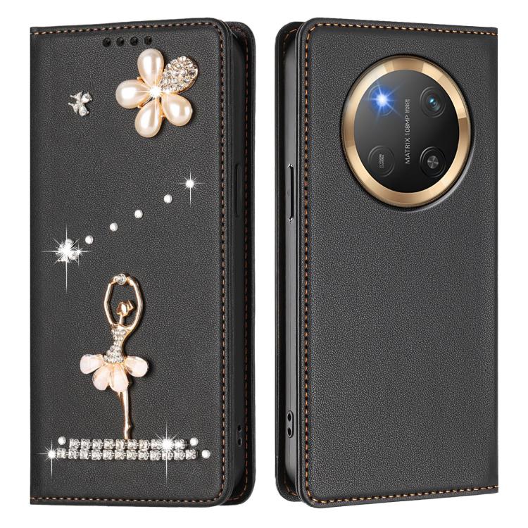 For Honor X9c 5G / Magic7 Lite 5G Ballet Girl Diamond Studded RFID Vegan Leather Phone Case