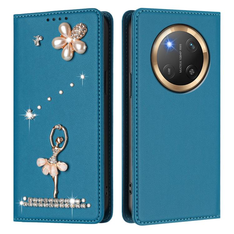 For Honor X9c 5G / Magic7 Lite 5G Ballet Girl Diamond Studded RFID Vegan Leather Phone Case