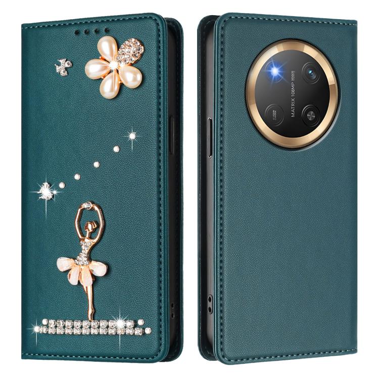 For Honor X9c 5G / Magic7 Lite 5G Ballet Girl Diamond Studded RFID Vegan Leather Phone Case