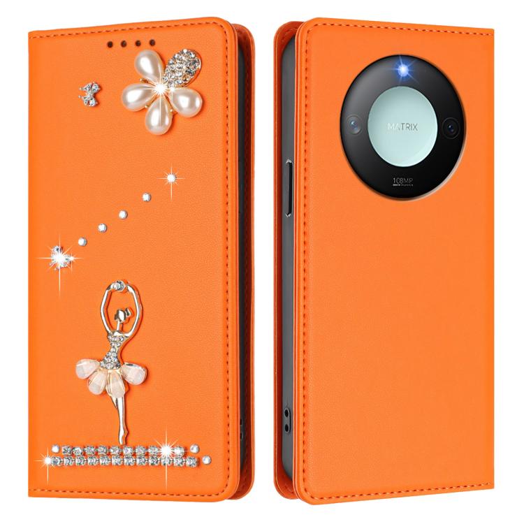 For Honor X9c Smart 5G Global Ballet Girl Diamond Studded RFID Vegan Leather Phone Case