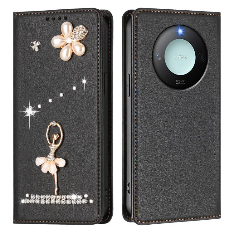 For Honor X9c Smart 5G Global Ballet Girl Diamond Studded RFID Vegan Leather Phone Case