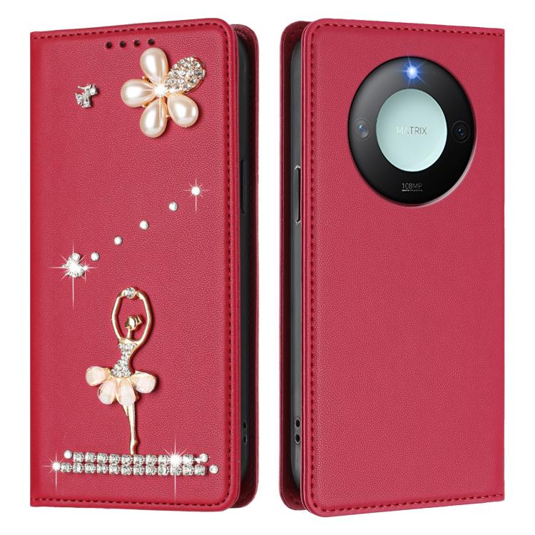 For Honor X9c Smart 5G Global Ballet Girl Diamond Studded RFID Vegan Leather Phone Case