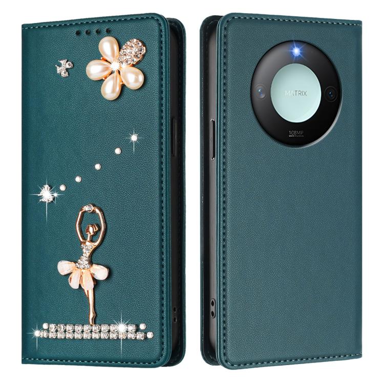 For Honor X9c Smart 5G Global Ballet Girl Diamond Studded RFID Vegan Leather Phone Case