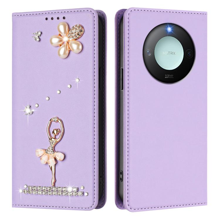 For Honor X9c Smart 5G Global Ballet Girl Diamond Studded RFID Vegan Leather Phone Case