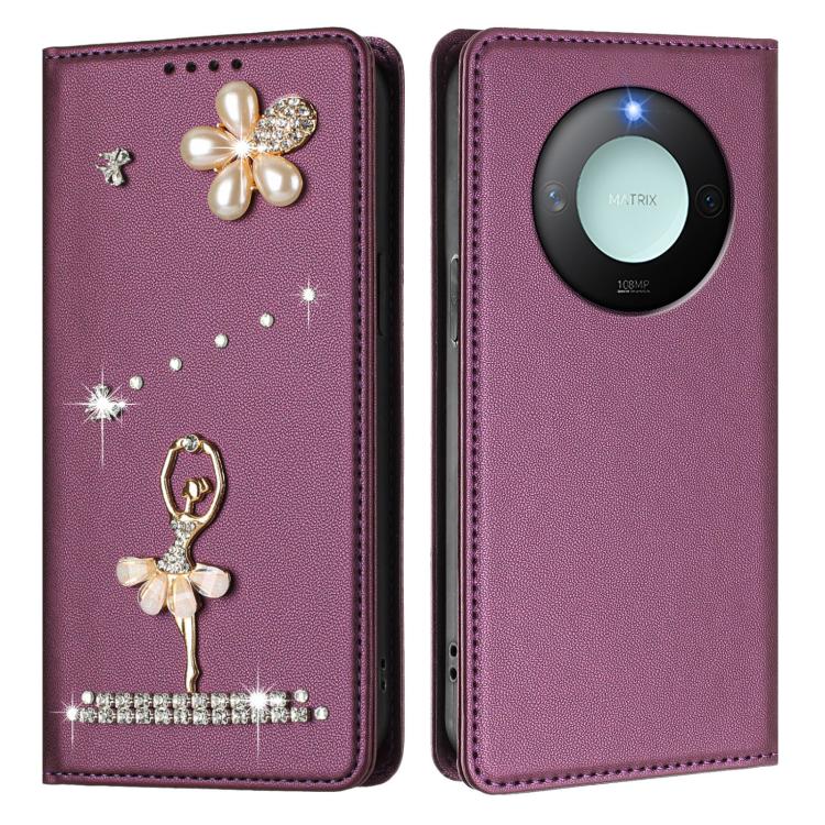 For Honor X9c Smart 5G Global Ballet Girl Diamond Studded RFID Vegan Leather Phone Case
