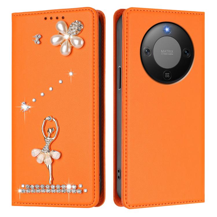 For Honor X9d 5G / Magic8 Lite 5G Ballet Girl Diamond Studded RFID Vegan Leather Phone Case