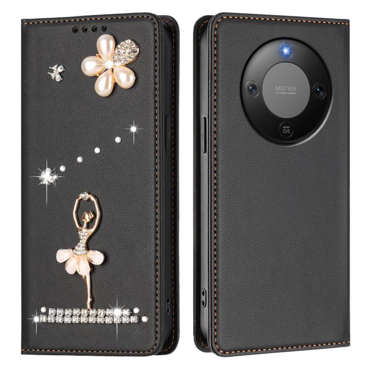 For Honor X9d 5G / Magic8 Lite 5G Ballet Girl Diamond Studded RFID Vegan Leather Phone Case