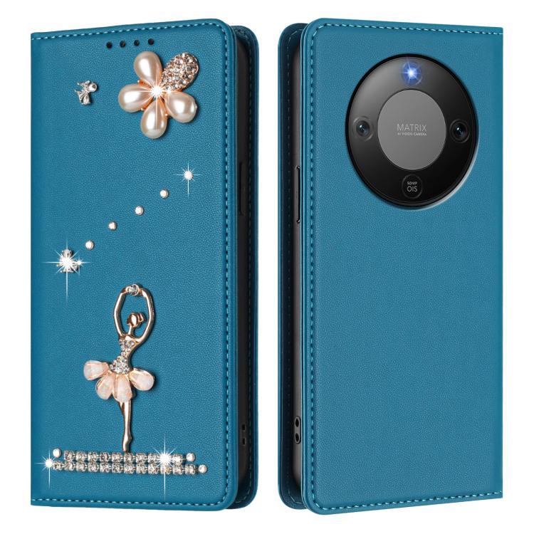 For Honor X9d 5G / Magic8 Lite 5G Ballet Girl Diamond Studded RFID Vegan Leather Phone Case