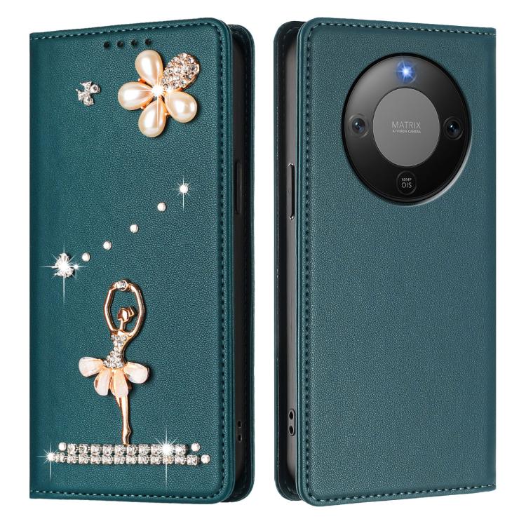 For Honor X9d 5G / Magic8 Lite 5G Ballet Girl Diamond Studded RFID Vegan Leather Phone Case