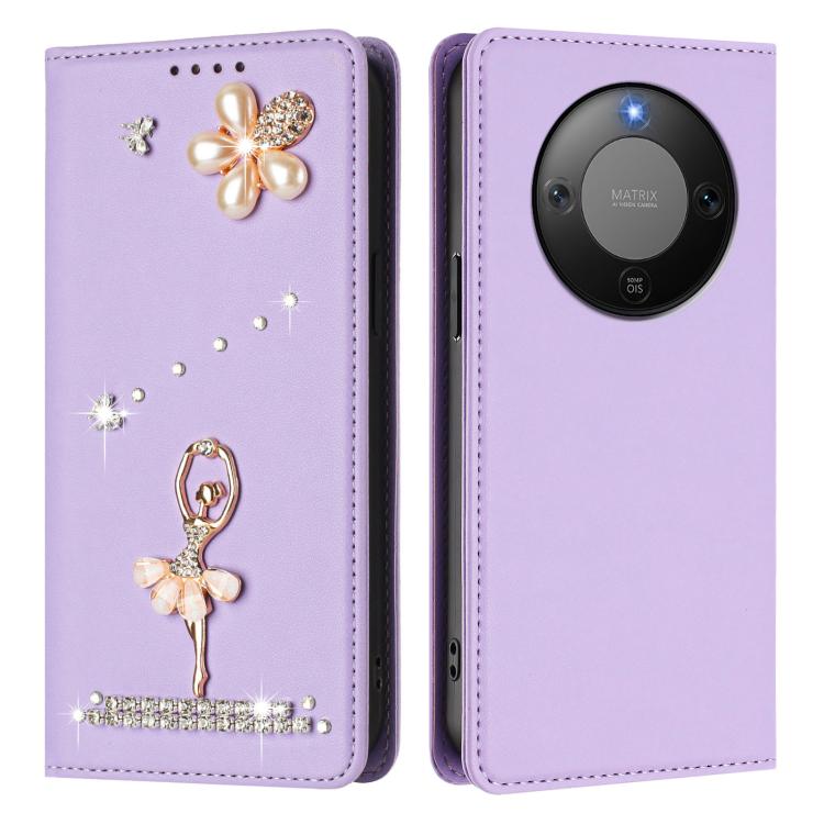 For Honor X9d 5G / Magic8 Lite 5G Ballet Girl Diamond Studded RFID Vegan Leather Phone Case