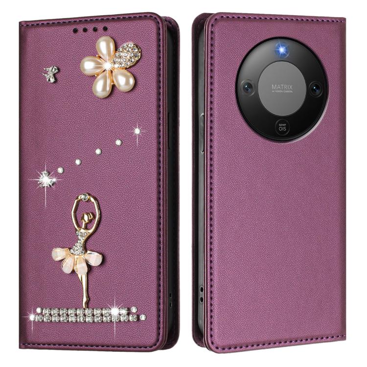 For Honor X9d 5G / Magic8 Lite 5G Ballet Girl Diamond Studded RFID Vegan Leather Phone Case
