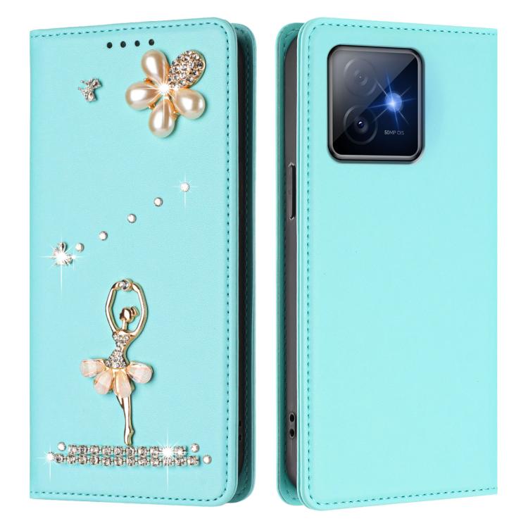For Honor X60 GT 5G Ballet Girl Diamond Studded RFID Vegan Leather Phone Case