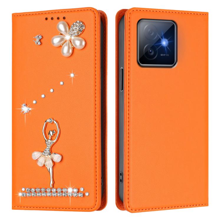 For Honor X60 GT 5G Ballet Girl Diamond Studded RFID Vegan Leather Phone Case