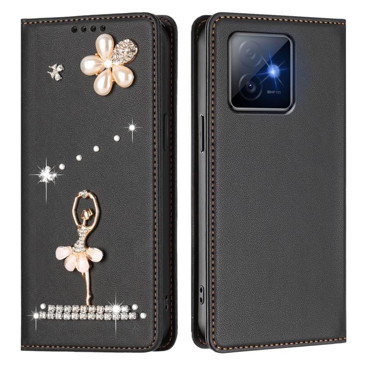 For Honor X60 GT 5G Ballet Girl Diamond Studded RFID Vegan Leather Phone Case