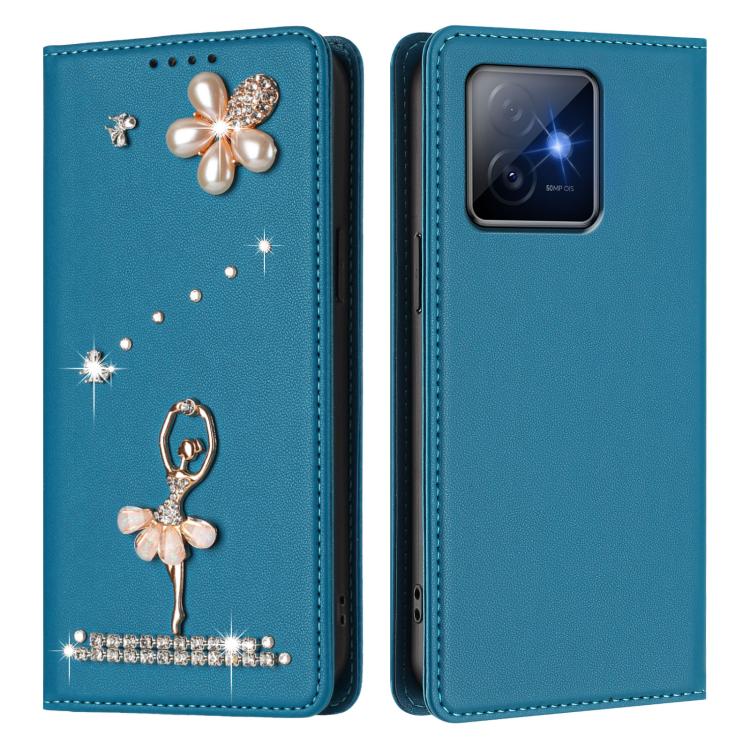 For Honor X60 GT 5G Ballet Girl Diamond Studded RFID Vegan Leather Phone Case