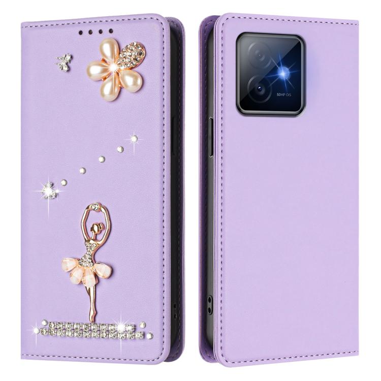 For Honor X60 GT 5G Ballet Girl Diamond Studded RFID Vegan Leather Phone Case