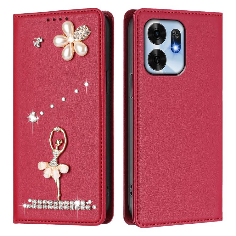 For Honor Play 60A Ballet Girl Diamond Studded RFID Vegan Leather Phone Case