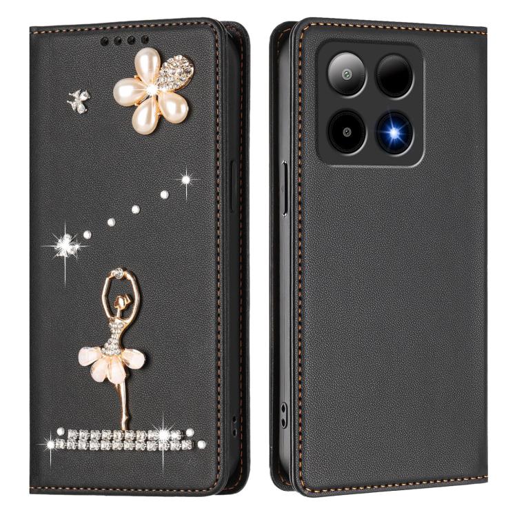 For Boost Mobile Summit 5G 2024 Ballet Girl Diamond Studded RFID Vegan Leather Phone Case