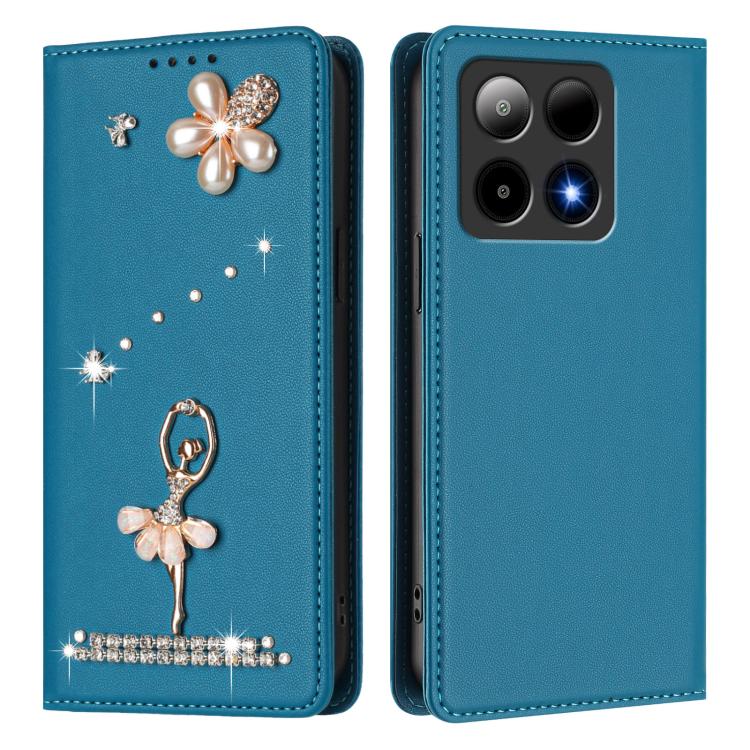 For Boost Mobile Summit 5G 2024 Ballet Girl Diamond Studded RFID Vegan Leather Phone Case