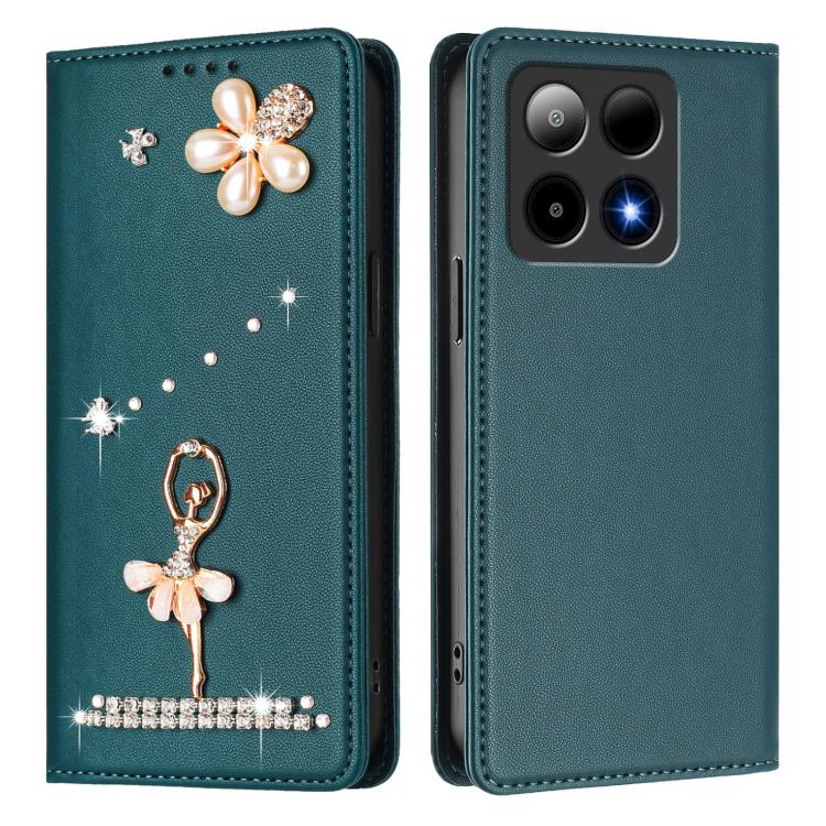 For Boost Mobile Summit 5G 2024 Ballet Girl Diamond Studded RFID Vegan Leather Phone Case