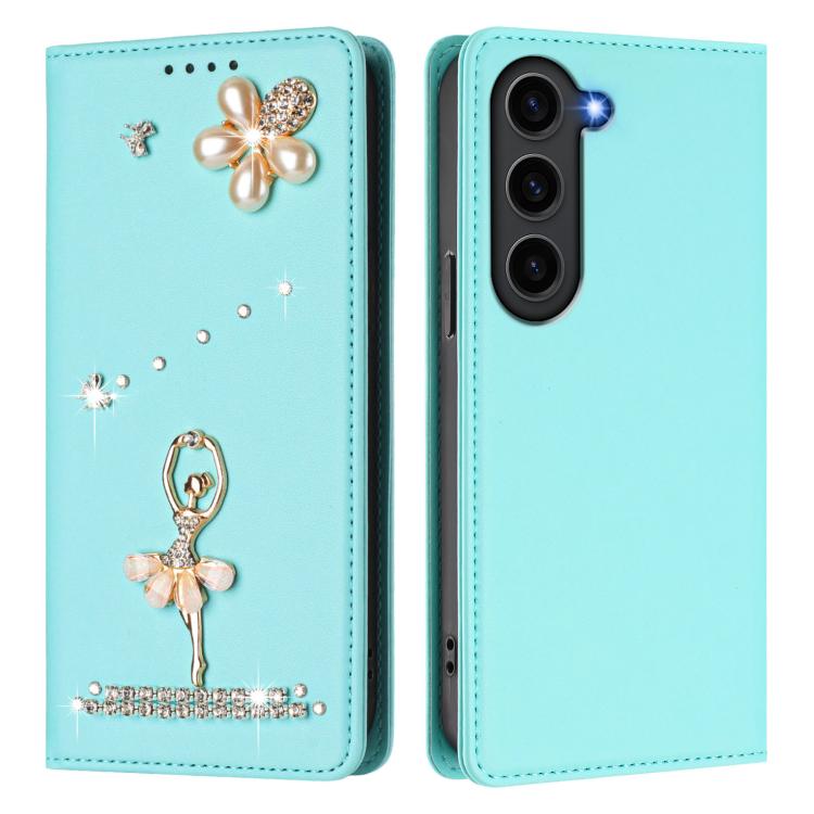 For Samsung Galaxy S23+ 5G Ballet Girl Diamond Studded RFID Vegan Leather Phone Case