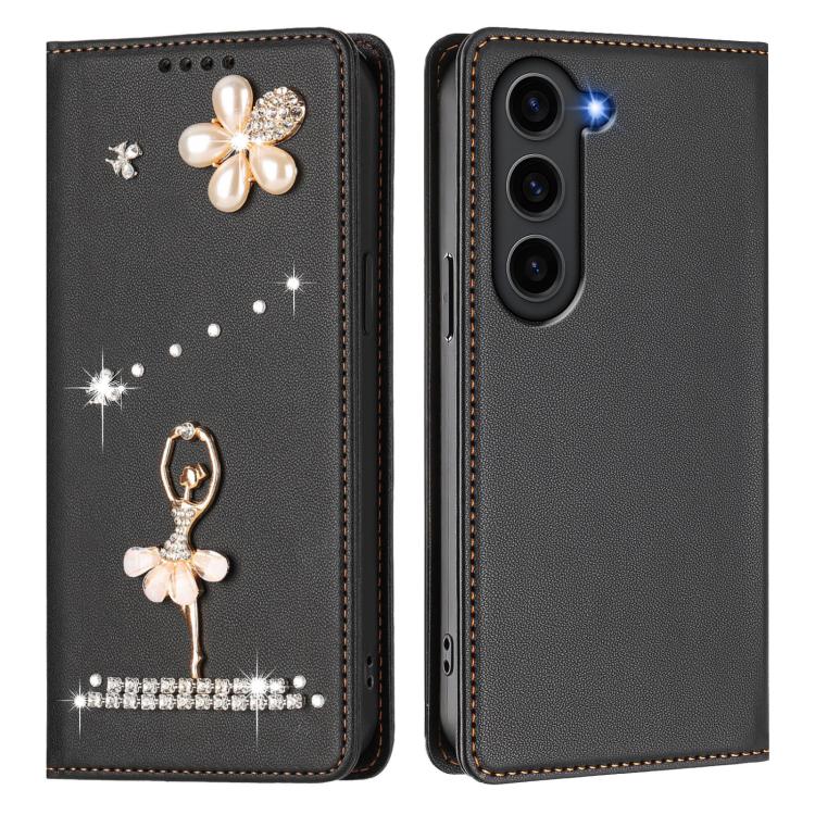 For Samsung Galaxy S23+ 5G Ballet Girl Diamond Studded RFID Vegan Leather Phone Case