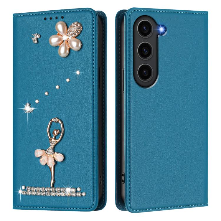 For Samsung Galaxy S23+ 5G Ballet Girl Diamond Studded RFID Vegan Leather Phone Case