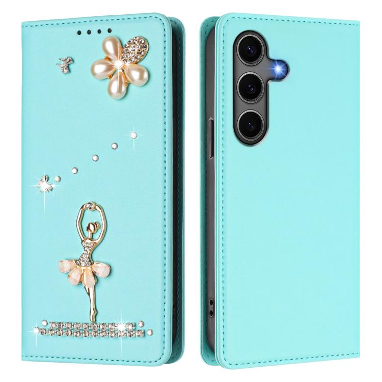 For Samsung Galaxy S25+ / S24+ 5G Ballet Girl Diamond Studded RFID Vegan Leather Phone Case