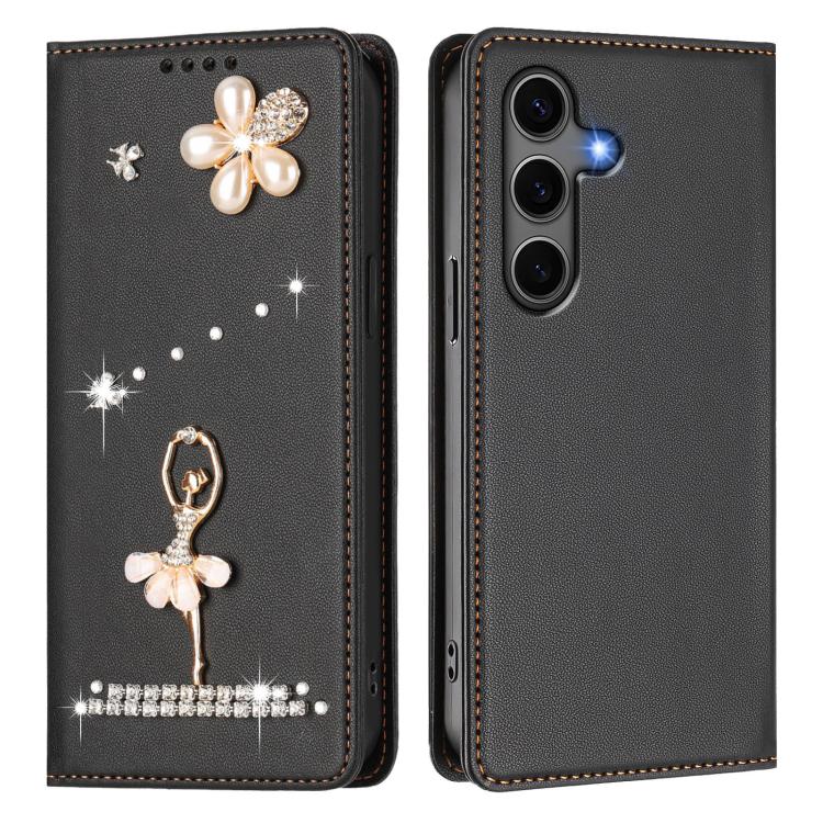 For Samsung Galaxy S25+ / S24+ 5G Ballet Girl Diamond Studded RFID Vegan Leather Phone Case