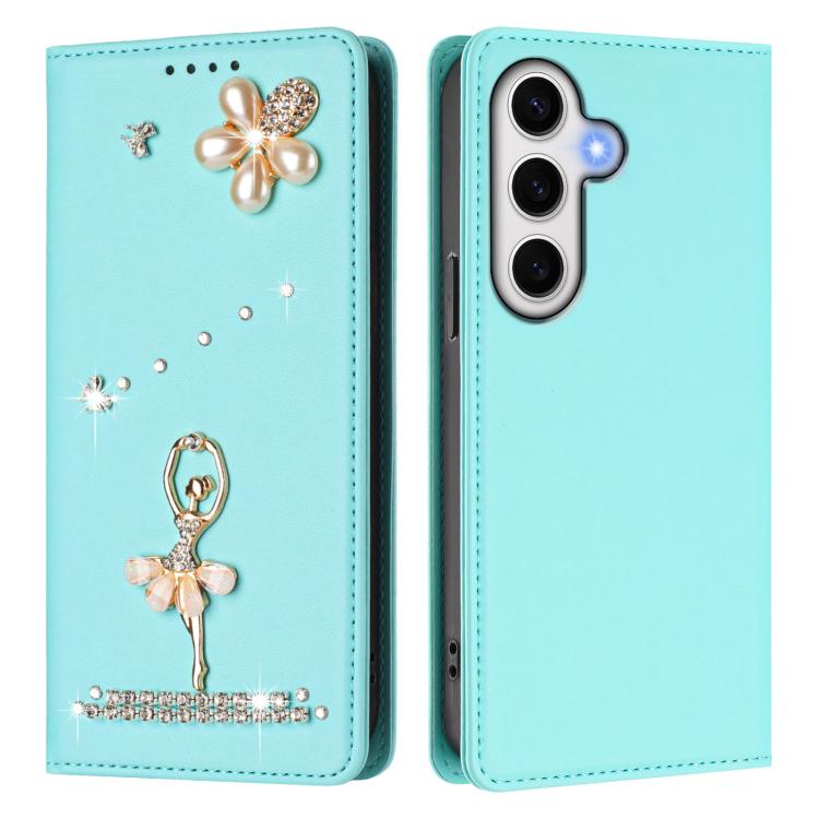 For Samsung Galaxy S24 FE 5G Ballet Girl Diamond Studded RFID Vegan Leather Phone Case
